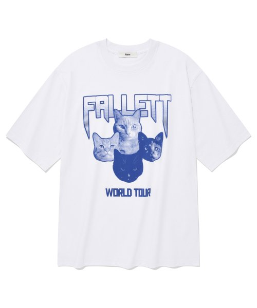 FALLETT Nero Band 四隻貓貓白色短袖T恤