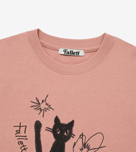 將圖片載入圖庫檢視器 FALLETT Night Nero 手繪黑貓粉色短版T恤
