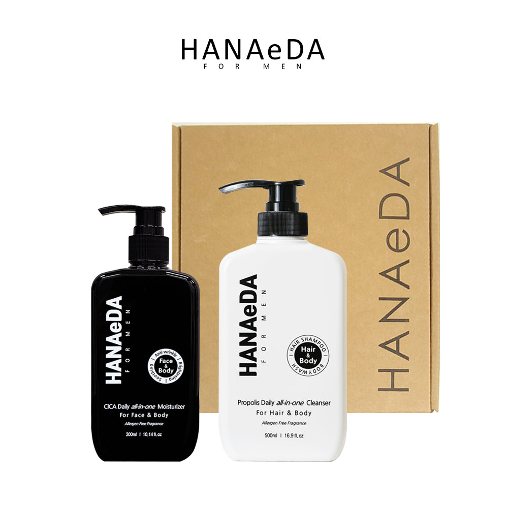 [GGD] HANAeDA FOR MEN CICA每日全效保濕乳液＆蜂膠每日全效潔膚乳套裝