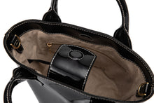將圖片載入圖庫檢視器 LOEKA Marqueta S 優雅牛皮亮面黑水桶小包
