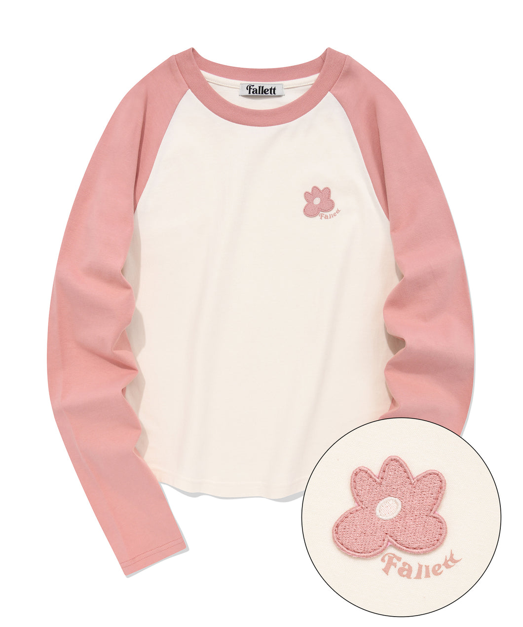 FALLETT Flower Logo 粉色牛角袖T恤