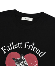 將圖片載入圖庫檢視器 FALLETT Heart Nero 愛心黑貓黑色短袖T恤
