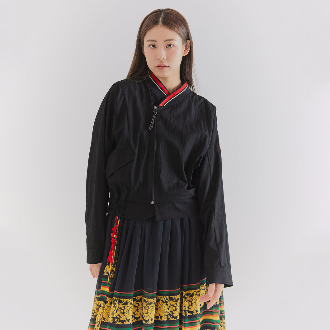 CCOMAQUE BY DOLSILNAI 牡丹Logo黑色羅紋夾克