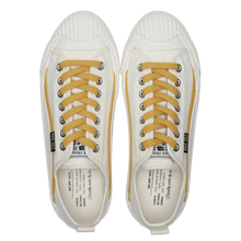 將圖片載入圖庫檢視器 BAKE-SOLE Omelet 線條白底黃色帆布鞋
