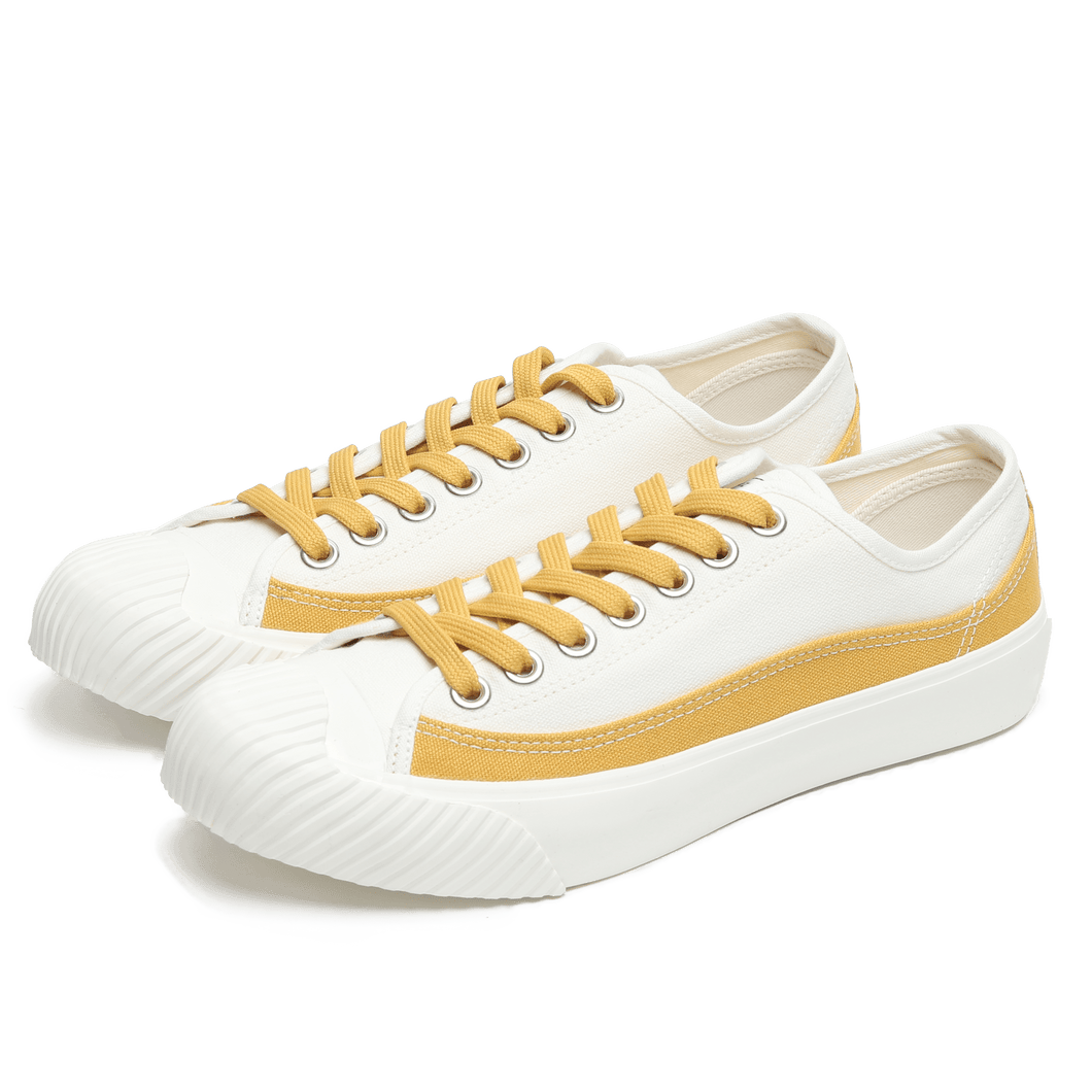 BAKE-SOLE Tart 白底黃色帆布鞋