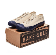 將圖片載入圖庫檢視器 BAKE-SOLE Yeast 米色x深藍底帆布鞋
