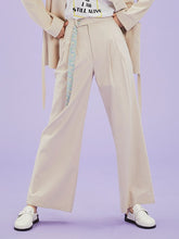 將圖片載入圖庫檢視器 CCOMAQUE 韓式長帶裝飾休閒米色寬褲
